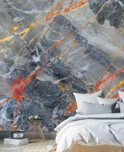 gray marble wallpaper mural called Gold, Red and White for bedrooms and kitchens