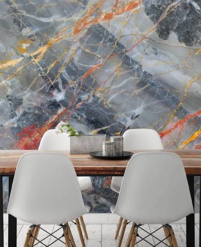 grey marble wallpaper mural called Gold, Red and White for bedrooms and kitchens