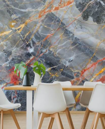gray marble wallpaper mural called Gold, Red and White for bedrooms and kitchens