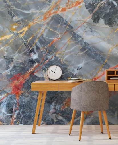 gray marble wallpaper mural called Gold, Red and White for bedrooms and kitchens
