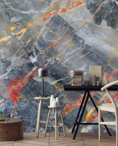 gray marble wallpaper mural called Gold, Red and White for bedrooms and kitchens