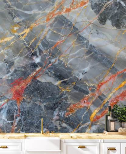 mural de papel pintado de mármol gris llamado dorado, rojo y blanco para dormitorios y cocinas mural de papel pintado de mármol gris llamado dorado, rojo y blanco para dormitorios y cocinas