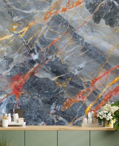 papier peint mural en marbre gris appelé Gold, Red and White pour les chambres et les cuisines papier peint mural en marbre gris appelé Gold, Red and White pour les chambres et les cuisines