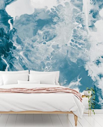 carta da parati murale in marmo blu e bianco chiamato Blues per bagni, camere da letto e cucine