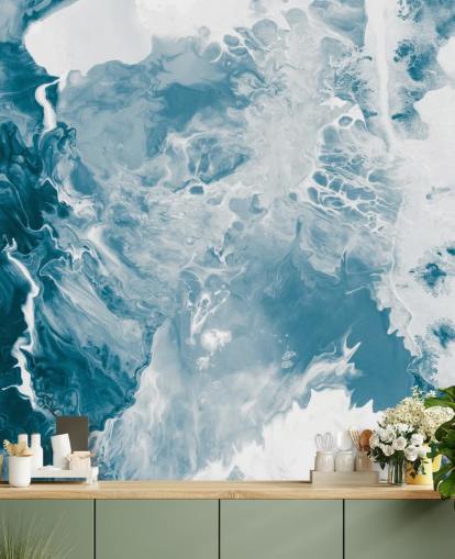 carta da parati murale in marmo blu e bianco chiamato Blues per bagni, camere da letto e cucine