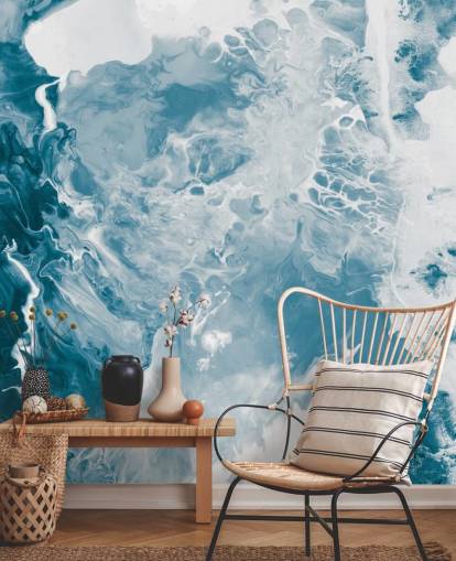 carta da parati murale in marmo blu e bianco chiamato Blues per bagni, camere da letto e cucine