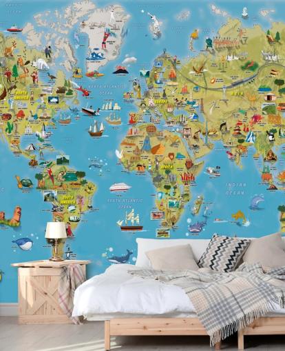 Child Friendly Colourful World Map Wall Mural Child Friendly Colourful World Map Wall Mural