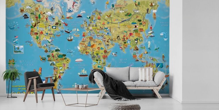 World Map Wallpaper & Wall Murals | Wallsauce UK