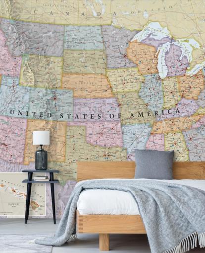 Mural de pared Mapa de Estados Unidos