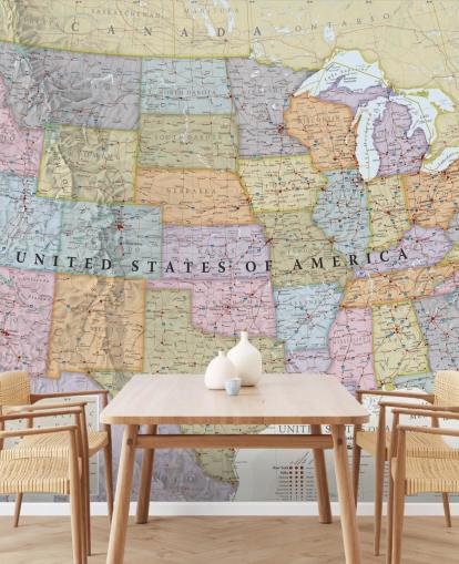 Mural de pared Mapa de Estados Unidos