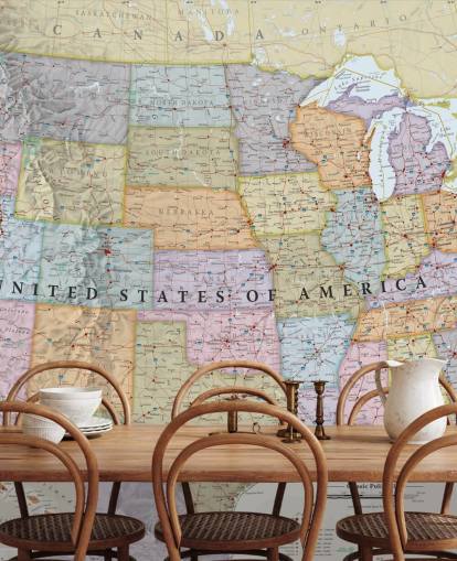 Colourful USA Map Wall Mural