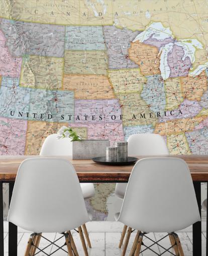 Colourful USA Map Wall Mural