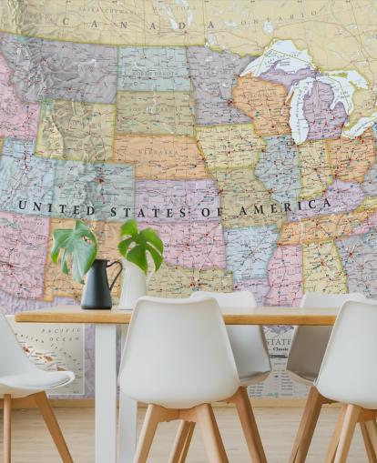 Colourful USA Map Wall Mural