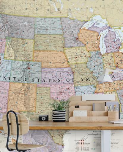 Colourful USA Map Wall Mural