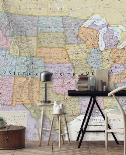 Mural de pared Mapa de Estados Unidos
