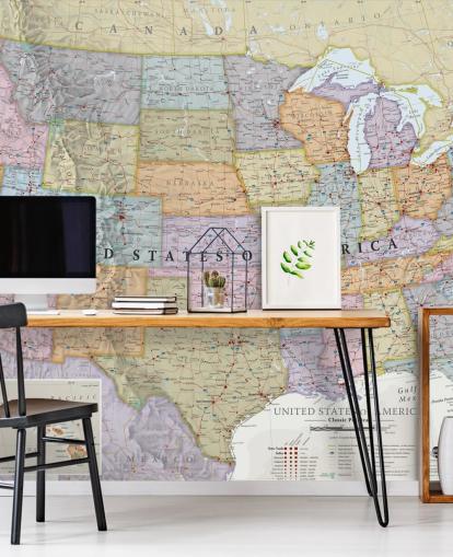 Colourful USA Map Wall Mural