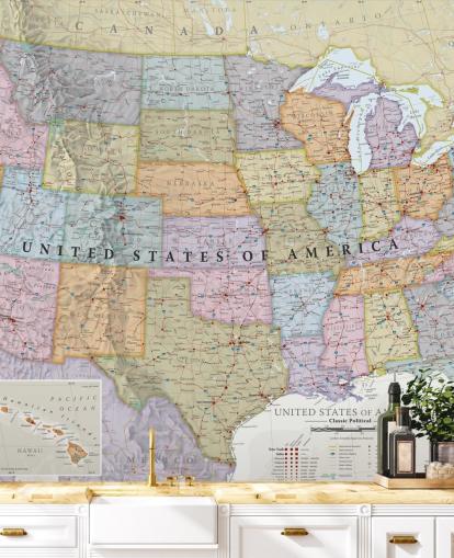 Papier Peint Fresque Carte des États-Unis