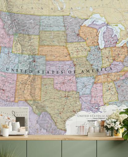 Colourful USA Map Wall Mural