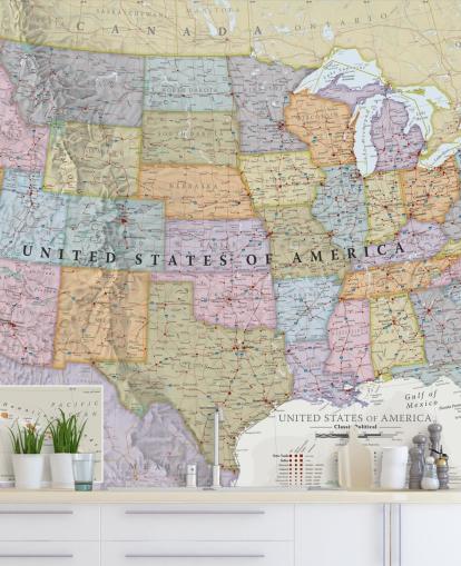 Decorazione murale con mappa colorata degli Stati Uniti