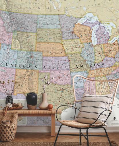 Papier Peint Fresque Carte des États-Unis