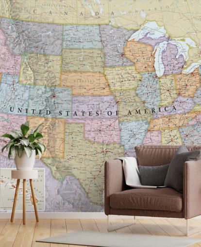 Mural de pared Mapa de Estados Unidos