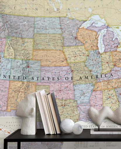 Papier Peint Fresque Carte des États-Unis