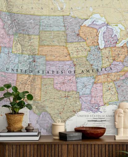 Decorazione murale con mappa colorata degli Stati Uniti