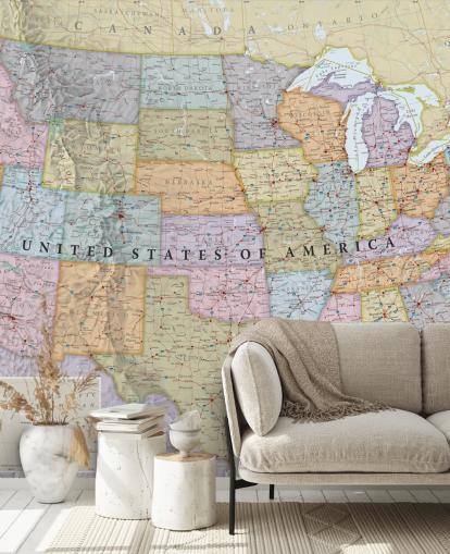 Decorazione murale con mappa colorata degli Stati Uniti