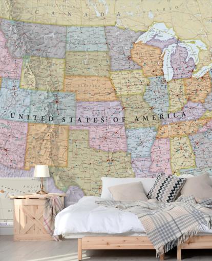 Colourful USA Map Wall Mural