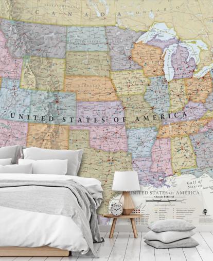 Decorazione murale con mappa colorata degli Stati Uniti