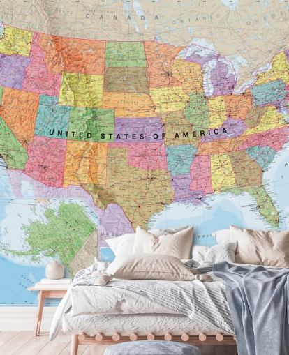 Papel pintado colorido mapa de EE.