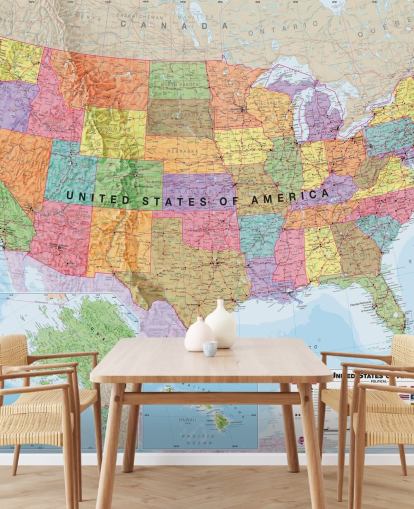 USA Map kleurrijk behang