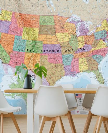 USA Map kleurrijk behang