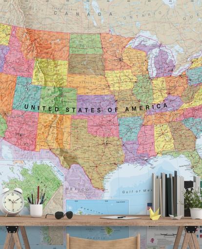 USA Map Colourful Wallpaper