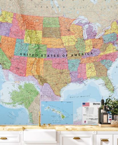 USA Map Colourful Wallpaper