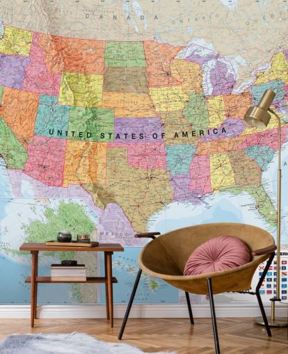 Carta da parati colorata mappa USA