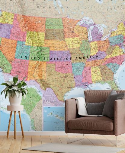 Papel pintado colorido mapa de EE.