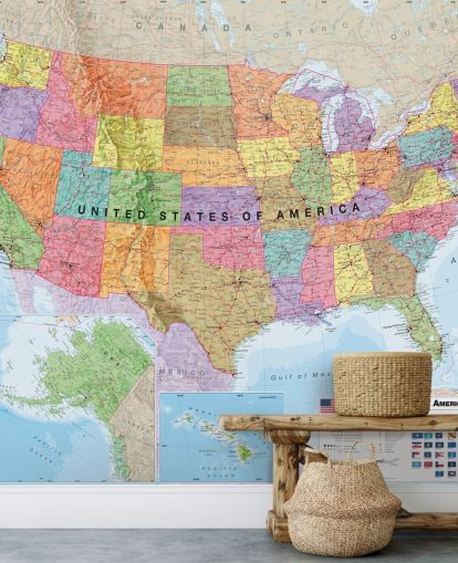 USA Map kleurrijk behang USA Map kleurrijk behang
