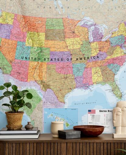 Papier peint coloré Carte des États-Unis