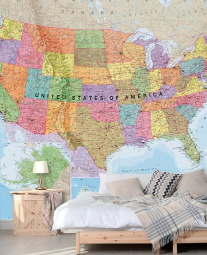 Papier peint coloré Carte des États-Unis