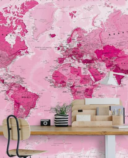 Mural de papel de parede rosa brilhante