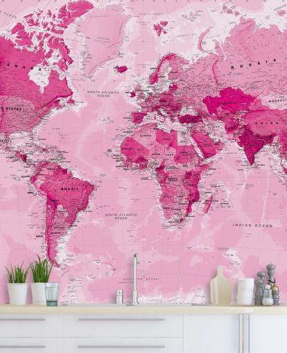 Mural de papel de parede rosa brilhante