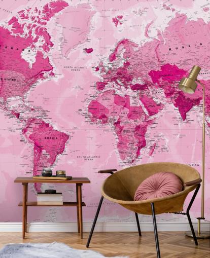 mural de papel pintado rosa brillante