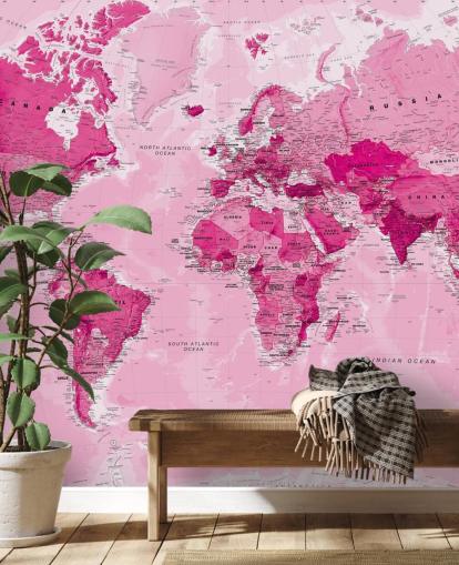 mural de papel pintado rosa brillante