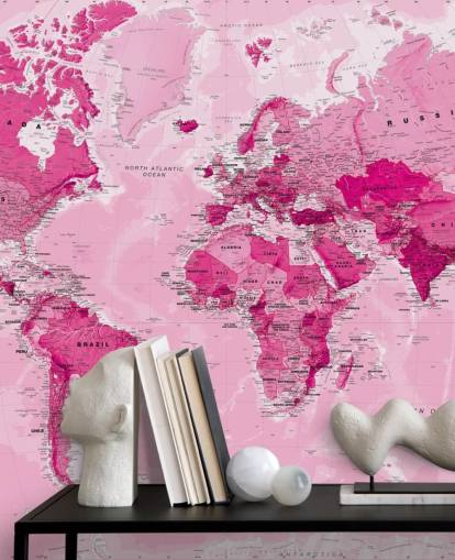 Mural de papel de parede rosa brilhante