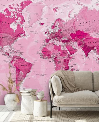 mural de papel pintado rosa brillante