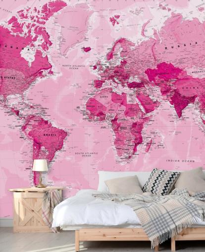 mural de papel pintado rosa brillante