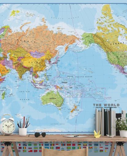 Mapa del mundo y banderas