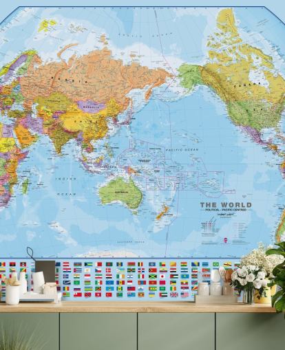 World Map and Flags World Map and Flags