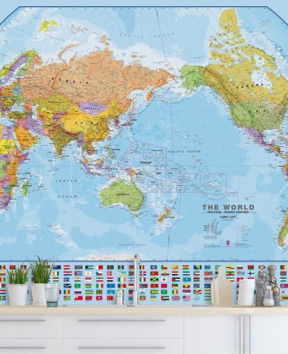 Mapa del mundo y banderas